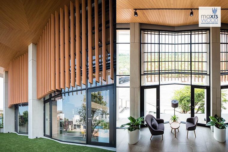 OXYGEN Head Office Hatyai, Designer: Subper Co., LtdProduct: Maxis Wood QB-002 Dark and QB-50250 dark