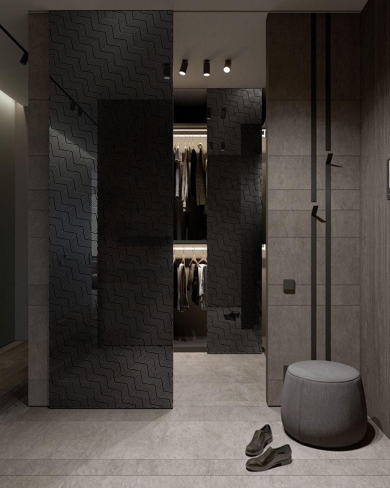 การใช้กระจก Glitz Mirror กรุปิดผิวประตูบานเลื่อน และบานตู้เสื้อผ้าแบบ Built in ในส่วน&nbsp;Walk in Closet
