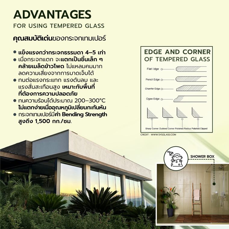 ข้อดี-ข้อเสียและข้อควรระวังในการใช้งานของกระจกเทมเปอร์ (Advantages, precautions and recommendations for using Tempered Glass) ภาพประกอบ