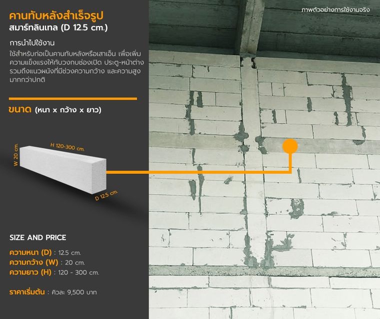 คานทับหลังสำเร็จรูปมีกี่ขนาด และมีราคาเท่าไหร่ ภาพประกอบ