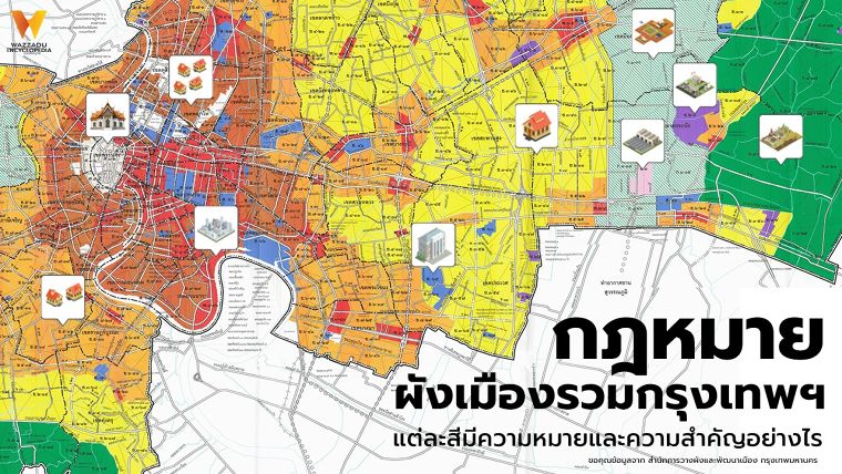 กฏหมายผังเมืองรวมกรุงเทพฯ แต่ละสีมีความหมายและความสำคัญอย่างไร Laws of Land Use Plan in Thailand ภาพประกอบ