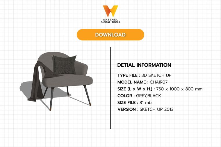3D MODEL SKETCH UP FREE DOWNLOAD : เก้าอี้07 ภาพประกอบ