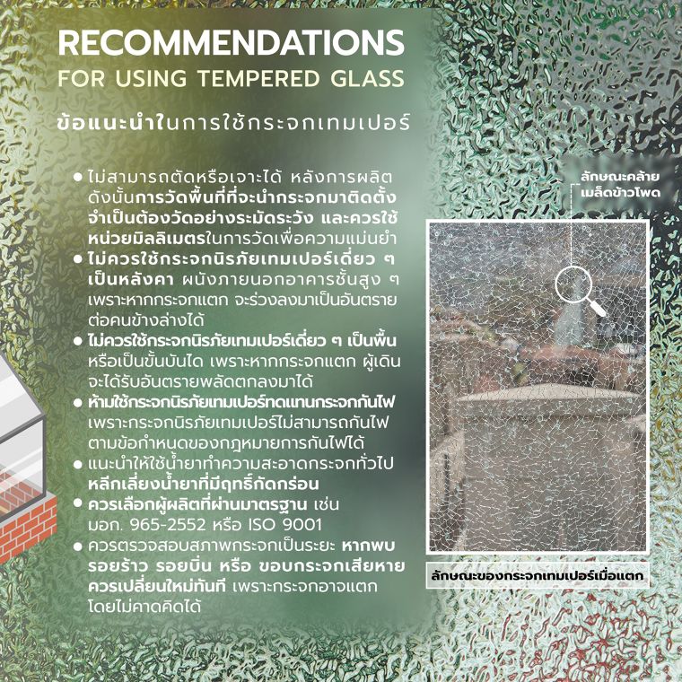 ข้อดี-ข้อเสียและข้อควรระวังในการใช้งานของกระจกเทมเปอร์ (Advantages, precautions and recommendations for using Tempered Glass) ภาพประกอบ