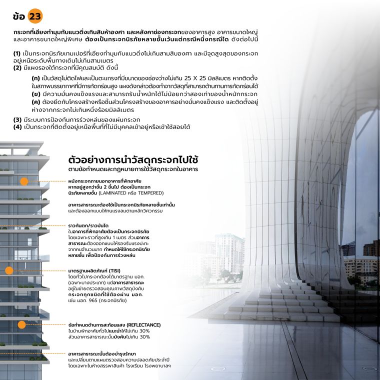 ข้อกำหนดและกฎหมายการใช้วัสดุกระจกในอาคาร (Building Glass Regulation for Architecture) ภาพประกอบ