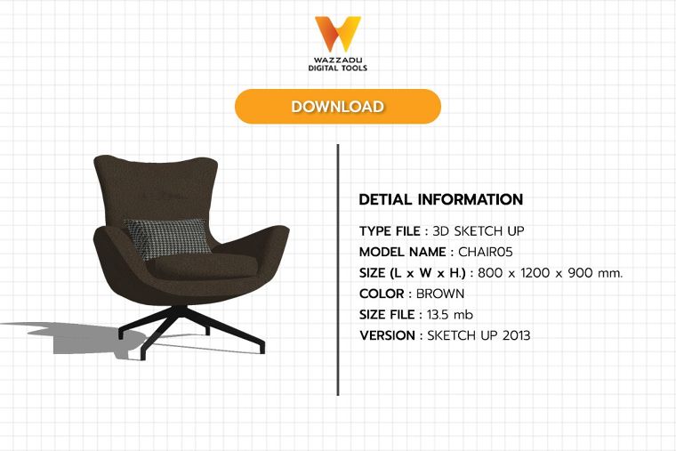 3D MODEL SKETCH UP FREE DOWNLOAD : เก้าอี้05 ภาพประกอบ