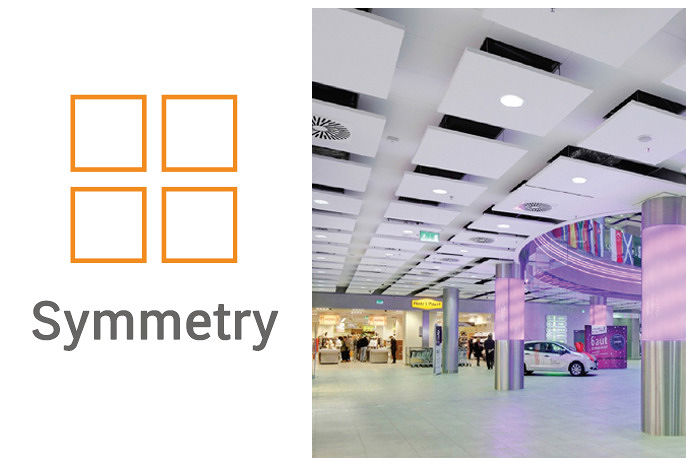 1.Symmetry : ความสมมาตร&nbsp;การออกแบบฝ้าอะคูสติก แทรนดาร์ โซโล ด้วยรูปแบบระยะห่างที่เท่ากันอย่างสม่ำเสมอ ทำให้งานฝ้าดูเด่นชัดขึ้นอย่างสมดุล ช่วยเพิ่มพื้นที่เรียบๆให้ดูมีดีไซน์ แถมยังให้ความรู้สึกที่เรียบหรูอีกด้วย
