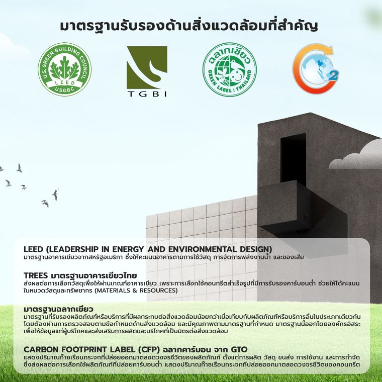 คอนกรีตคาร์บอนต่ำ ทางเลือกใหม่สำหรับงานออกแบบก่อสร้าง  Green Building เพื่อส่งเสริมความยั่งยืน ภาพประกอบ