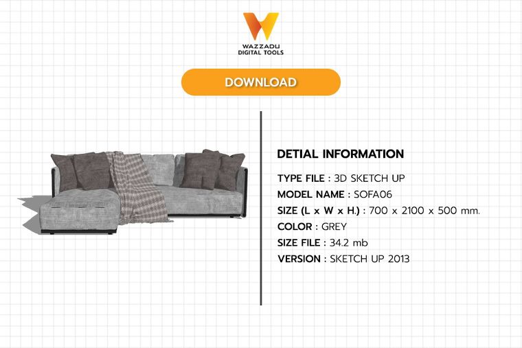 3D MODEL SKETCH UP FREE DOWNLOAD : โซฟา06 ภาพประกอบ