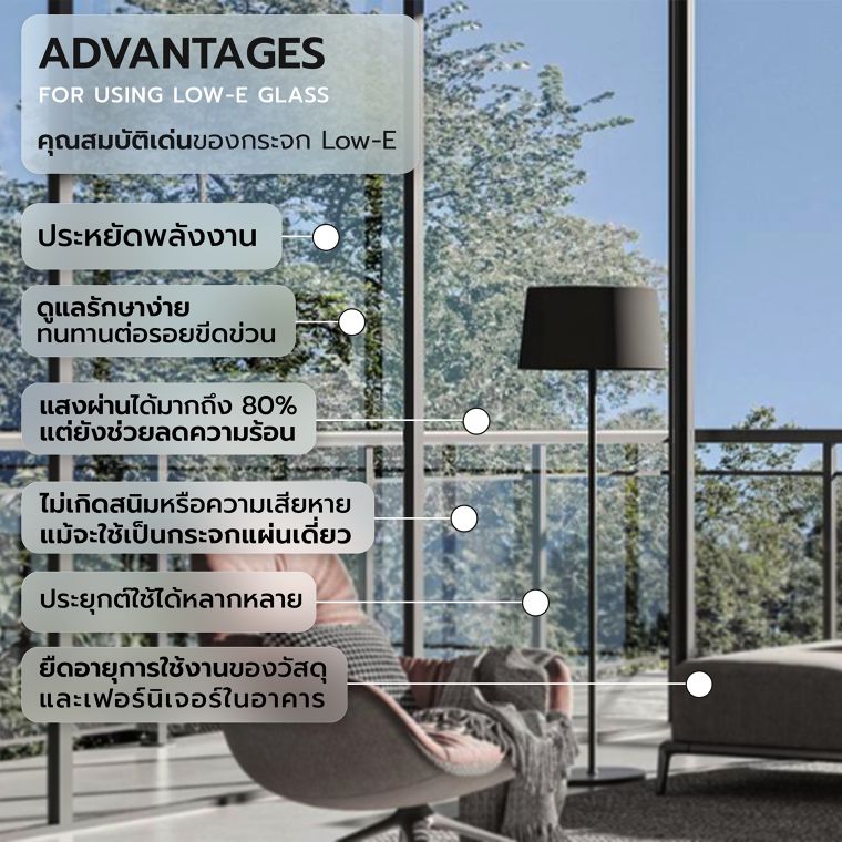 ข้อดี-ข้อควรระวัง และข้อแนะนำในการใช้งานกระจกแผ่รังสีต่ำ  (Advantages, precautions and recommendations for using Low-E Glass)​ ภาพประกอบ