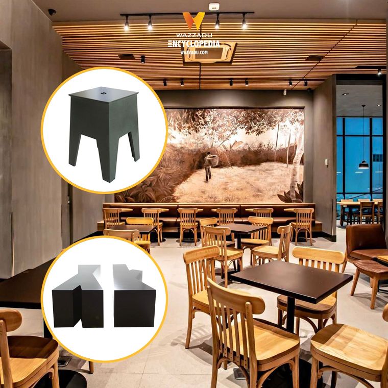 รูปตัวอย่างเฟอร์นิเจอร์ที่ผลิตจากกากกาแฟ และร้านสตาร์บัคส์สาขาโรงพยาบาลสุขุมวิท