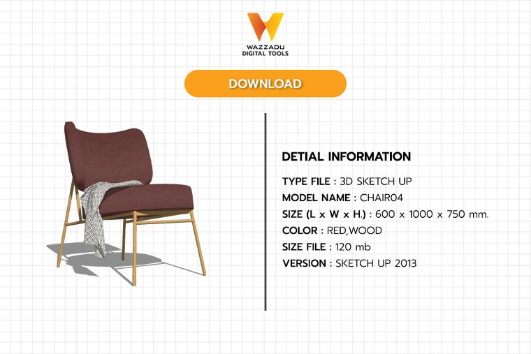 3D MODEL SKETCH UP FREE DOWNLOAD : เก้าอี้04 ภาพประกอบ