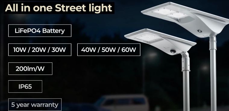 สเปคโคมไฟถนน Solar Street Light สำหรับนำไปใช้ในงานไฟฟ้าส่องสว่างริมถนน ตรอก ซอย และพื้นที่สาธารณะกลางแจ้งแบบต่างๆ  ภาพประกอบ