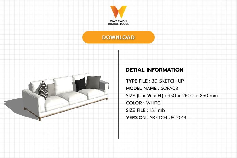 3D MODEL SKETCH UP FREE DOWNLOAD : โซฟา03 ภาพประกอบ
