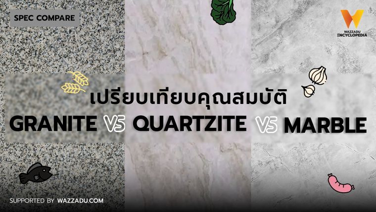เปรียบเทียบคุณสมบัติ หินแกรนิต Vs. หินควอร์ตไซต์ Vs. หินอ่อน (Specification Performance : Granite Vs. Quartzite Vs. Marble) ภาพประกอบ