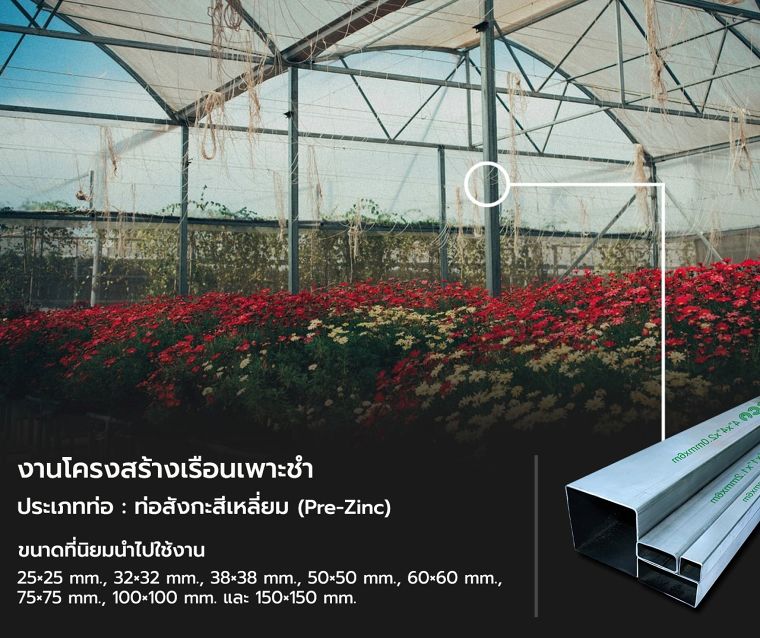การเลือกใช้ท่อเหล็ก สำหรับการทำโครงสร้างเรือนเพาะชำ ภาพประกอบ