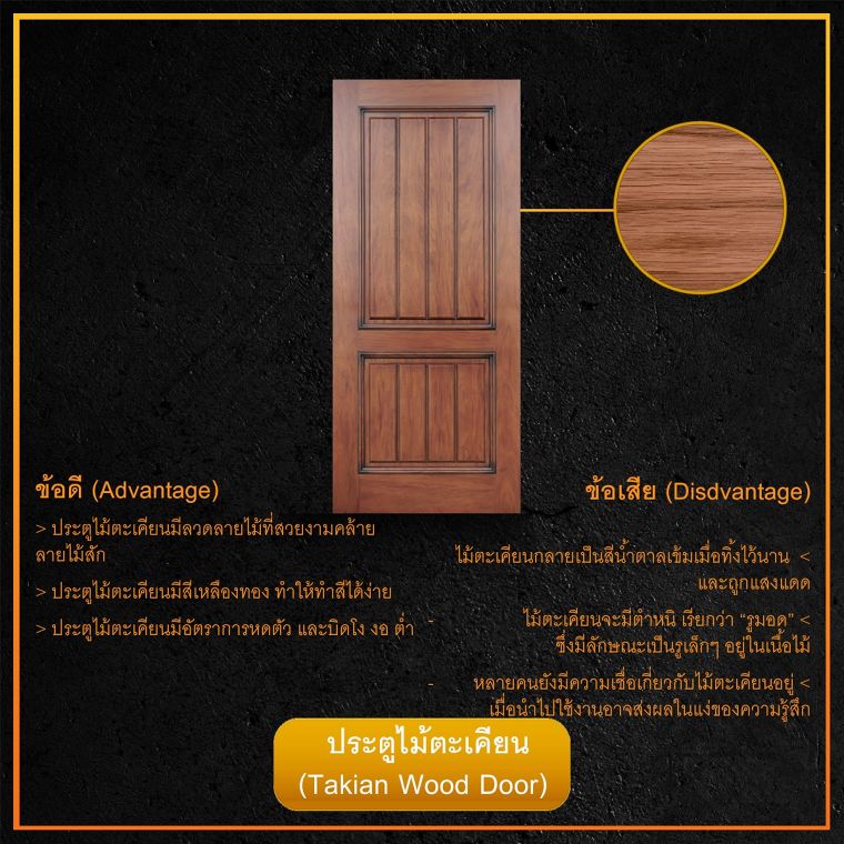 เปรียบเทียบคุณสมบัติ และข้อดี-ข้อเสีย ประตูไม้สัก และประตูไม้จริง 9 ชนิด  ภาพประกอบ