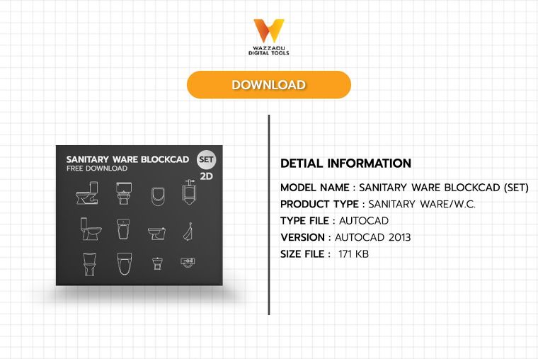 BLOCKCAD SET FREE DOWNLOAD : SANITARY WARE/W.C. SET 01 (สุขภัณฑ์ห้องน้ํา 01) ภาพประกอบ