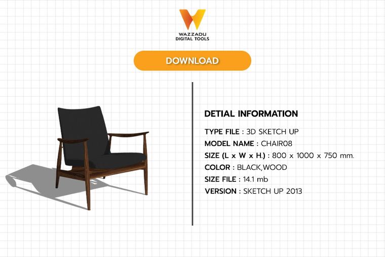 3D MODEL SKETCH UP FREE DOWNLOAD : เก้าอี้08 ภาพประกอบ