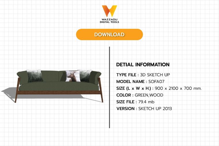 3D MODEL SKETCH UP FREE DOWNLOAD : โซฟา07 ภาพประกอบ