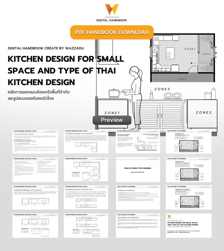 PDF Handbook Download : หลักการออกแบบห้องครัวพื้นที่จำกัด  และรูปแบบของห้องครัวไทย Kitchen design for small space and Type of Thai kitchen design ภาพประกอบ