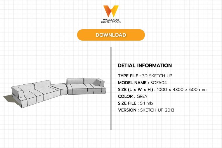 3D MODEL SKETCH UP FREE DOWNLOAD : โซฟา04 ภาพประกอบ