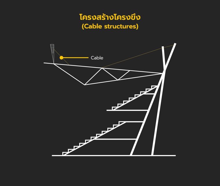ตัวอย่างโครงสร้างโครงขึงหลังคาสนามกีฬา (ขนาดใหญ่)
