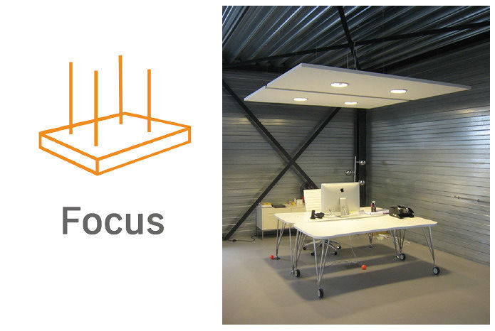7.Focus : การเน้นจุดสำคัญ&nbsp;การออกแบบฝ้าอะคูสติก แทรนดาร์ โซโล โดยการเน้นไปที่จุดสำคัญเพียงหนึ่งจุด ช่วยสร้างความพิเศษและความเป็นส่วนตัวให้กับพื้นที่นั้นๆมากยิ่งขึ้น