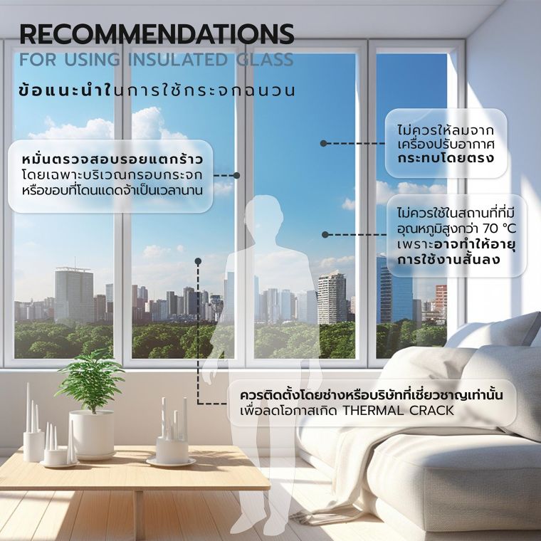 ข้อดี-ข้อควรระวังและข้อแนะนำในการใช้งานกระจกกันความร้อน  (Advantages, precautions and recommendations for using Insulated Glass)​ ภาพประกอบ