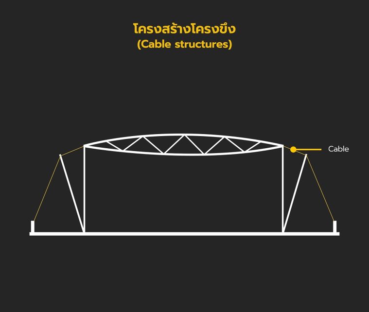 ตัวอย่างโครงสร้างโครงขึงหลังคาโรงเก็บเครื่องบิน

