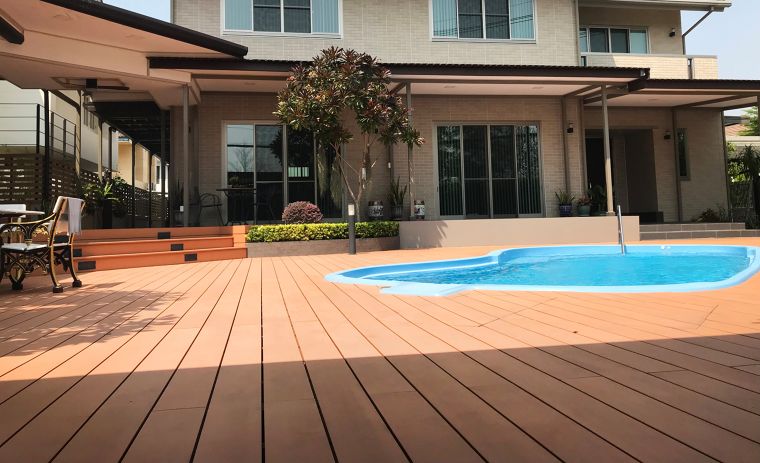 Innovation ไม้สังเคราะห์ (WPC) รูปแบบ M-Shape สำหรับพื้นระเบียง หรือริมสระว่ายน้ำ ภาพประกอบ