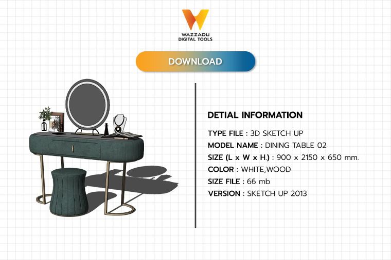 3D MODEL SKETCH UP FREE DOWNLOAD : ชุดโต๊ะเครื่องแป้ง 02 ภาพประกอบ