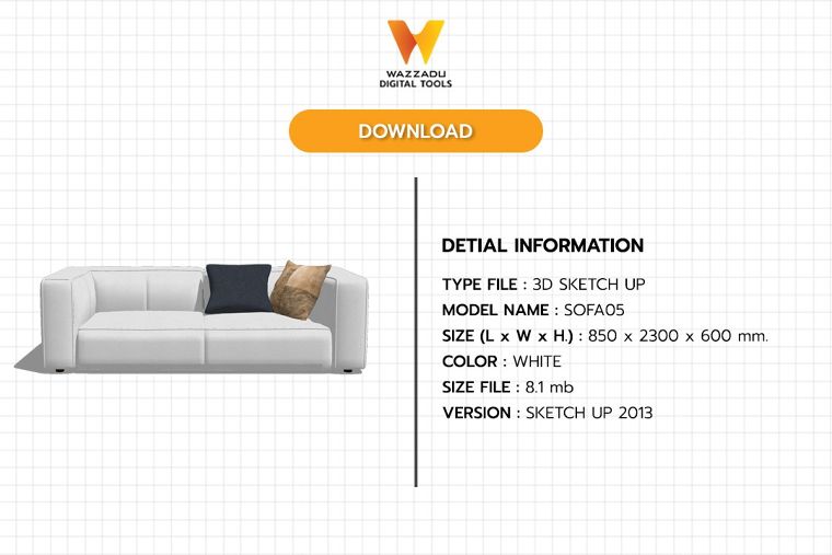 3D MODEL SKETCH UP FREE DOWNLOAD : โซฟา05 ภาพประกอบ