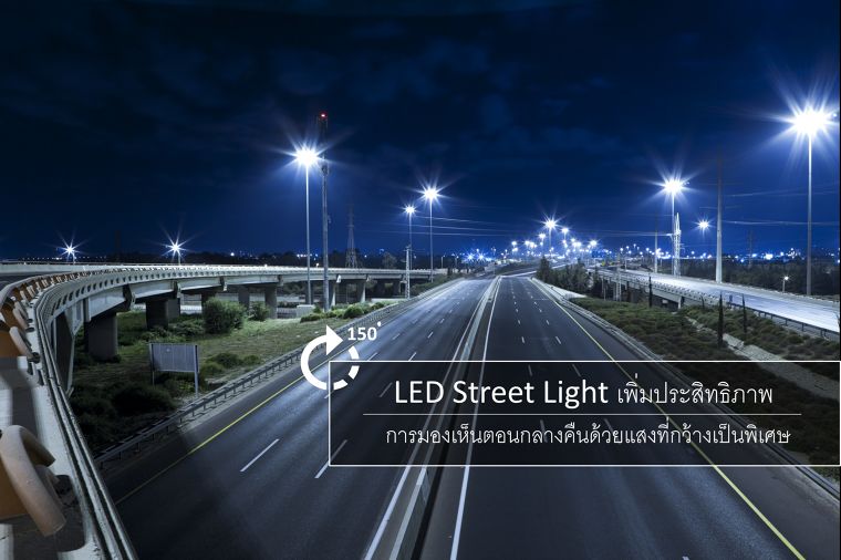 โคมไฟถนนส่องสว่างข้างทาง LED Street Light เพิ่มประสิทธิภาพการมองเห็นตอนกลางคืนด้วยแสงที่กว้างพิเศษ ครอบคลุมทุกพื้นที่การใช้งาน ภาพประกอบ