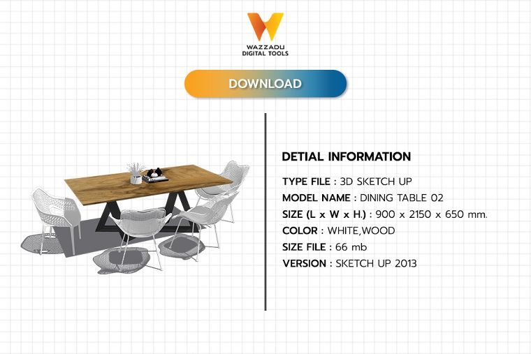 3D MODEL SKETCH UP FREE DOWNLOAD : ชุดโต๊ะรับประทานอาหาร 02 ภาพประกอบ