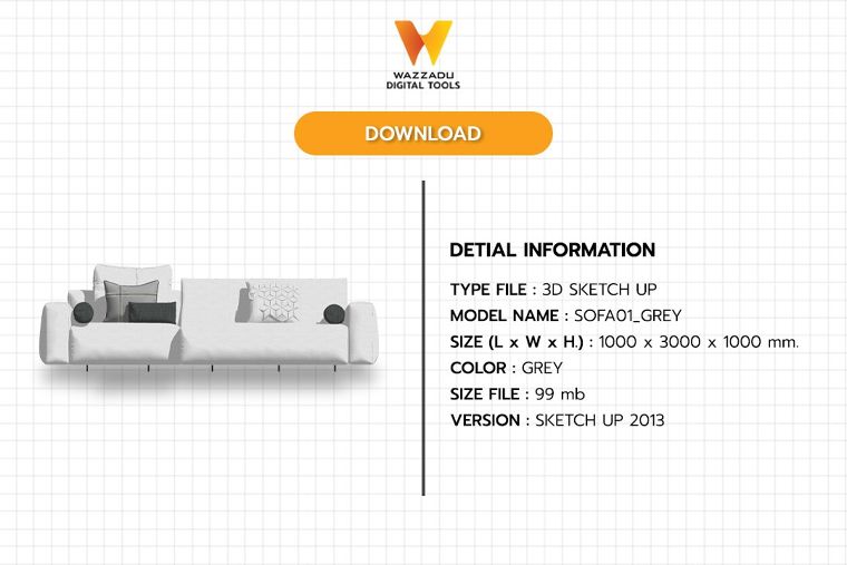 3D MODEL SKETCH UP FREE DOWNLOAD : โซฟาโมเดิร์น01 ภาพประกอบ