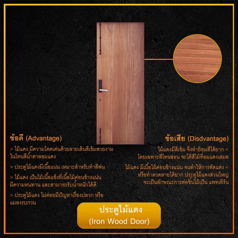 เปรียบเทียบคุณสมบัติ และข้อดี-ข้อเสีย ประตูไม้สัก และประตูไม้จริง 9 ชนิด  ภาพประกอบ