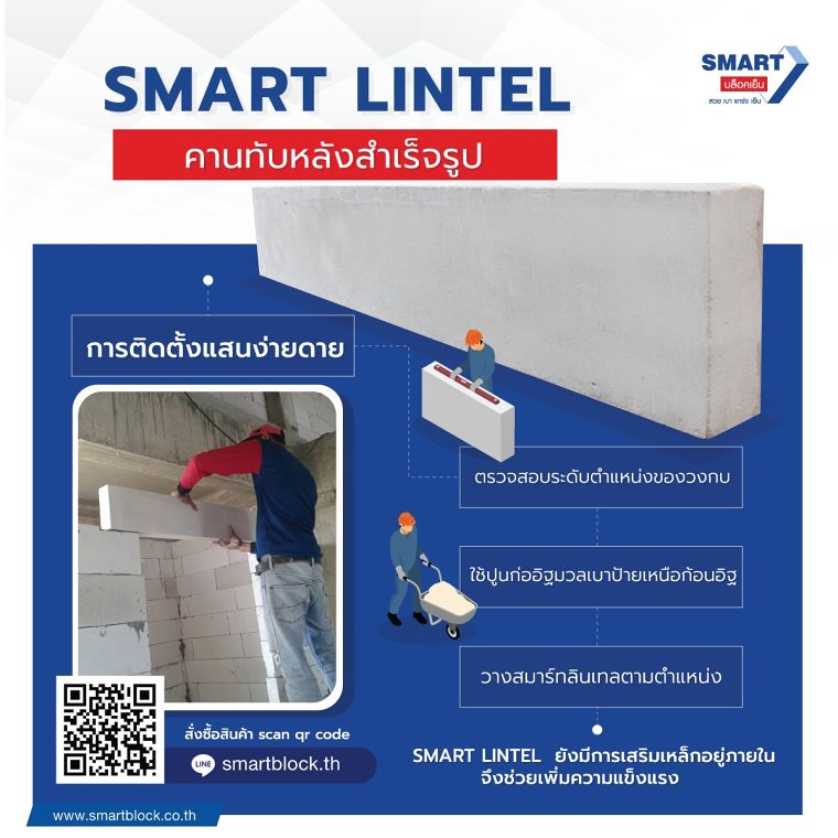 แนะนำวิธีติดตั้งเสาเอ็น-คานทับหลัง สำหรับงานผนังที่มีความสูงกว่า 3 เมตร จากแบรนด์ Smartblock ภาพประกอบ