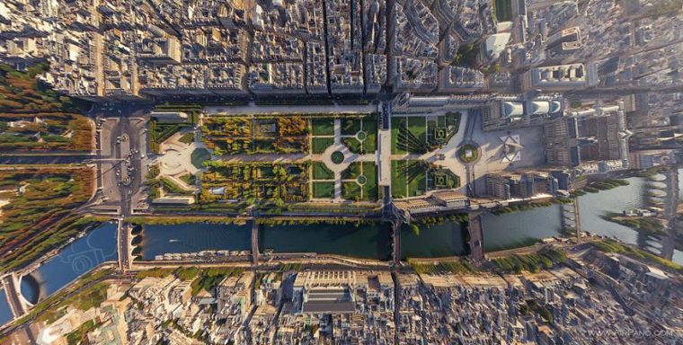 &nbsp;ผังเมืองกรุงปารีส ,ฝรั่งเศษ ภาพโดย www.airpano.com