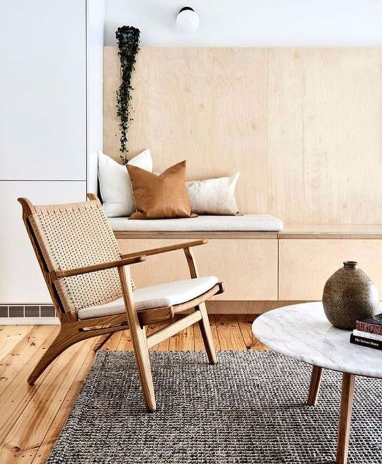 บรรยาาศการตกเเต่งพื้นที่พักผ่อน ที่ตกเเต่งวัสดุไม้อัด(Plywood)&nbsp; ด้วยลวดลายของผิวไม้ที่มีเสน่ห์