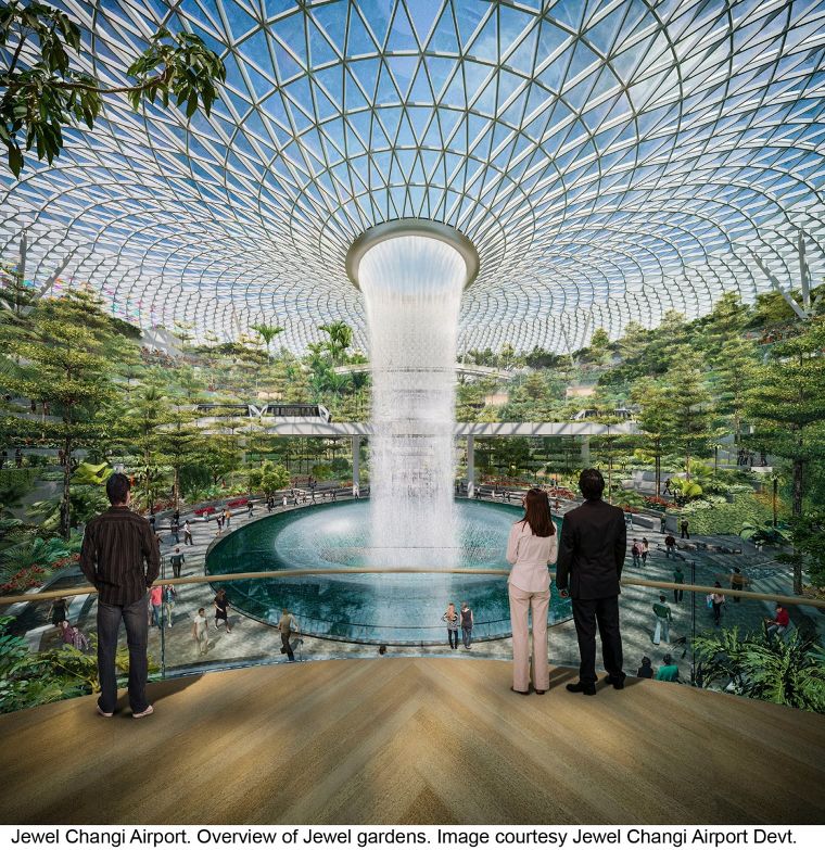 สถาปัตยกรรมโดมกระจก "The Jewel" โอเอซิสแห่งใหม่สำหรับผู้โดยสารภายในสนามบินชางงี สิงคโปร์ ภาพประกอบ