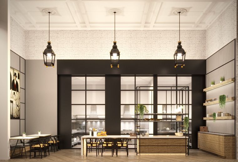บรรยากาศการตกแต่งในส่วนของ Co-Kitchen หรือ พื้นที่ครัวส่วนกลางเป็นครัวหนักที่สามารถทำอาหารได้ในรูปแบบที่หลากหลาย ซึ่งสามารถจัดปาร์ตี้ขนาดย่อมได้