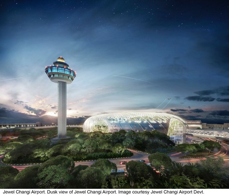 สถาปัตยกรรมโดมกระจก "The Jewel" โอเอซิสแห่งใหม่สำหรับผู้โดยสารภายในสนามบินชางงี สิงคโปร์ ภาพประกอบ
