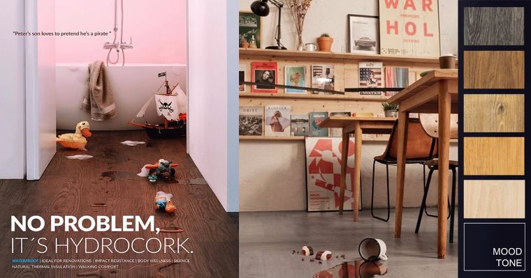 พื้นไม้คอร์ก"HydroCork Flooring"นวัตกรรมวัสดุที่มีคุณสมบัติพิเศษในการป้องกันน้ำ และคราบสกปรก  ภาพประกอบ