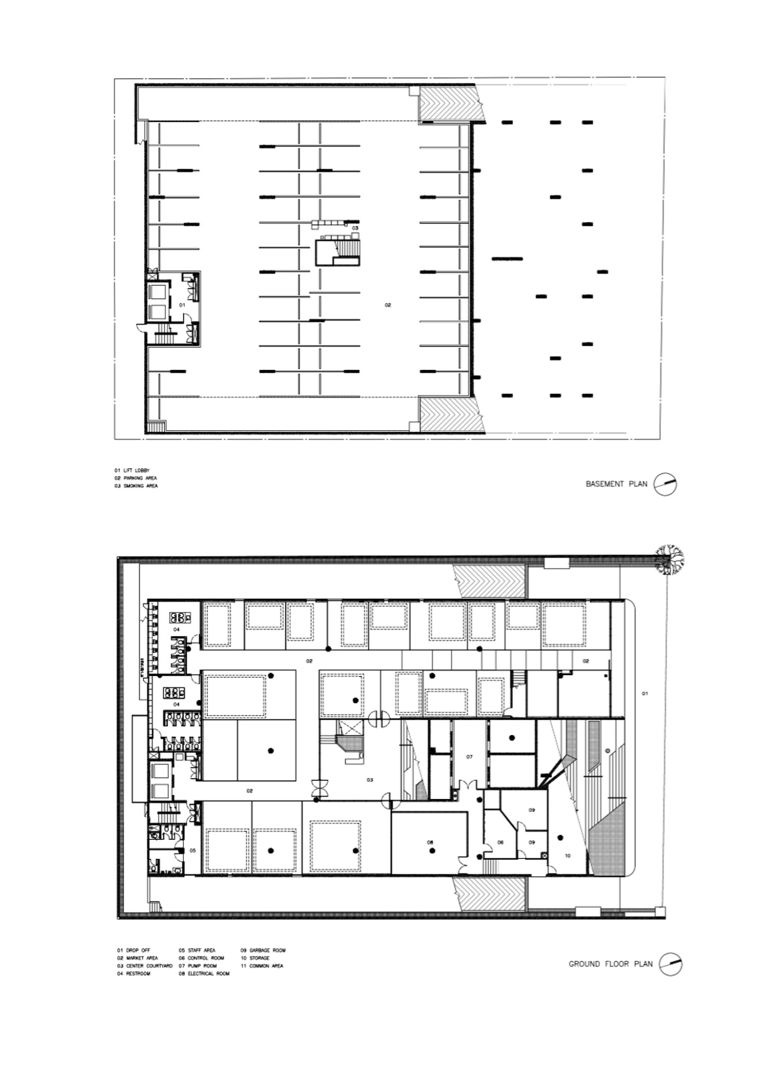 &nbsp;(บน)ชั้นจอดรถใต้ดิน(ล่าง)ผังพื้นชั้น 1 