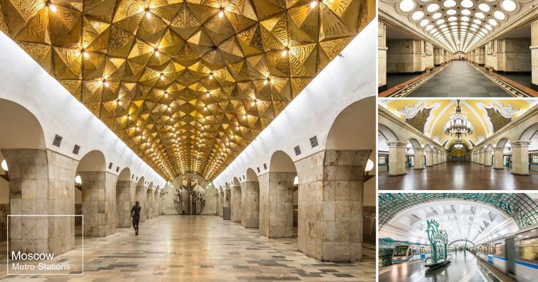 " One Point Perspective of Moscow's Most Beautiful Metro Stations "  ภาพประกอบ