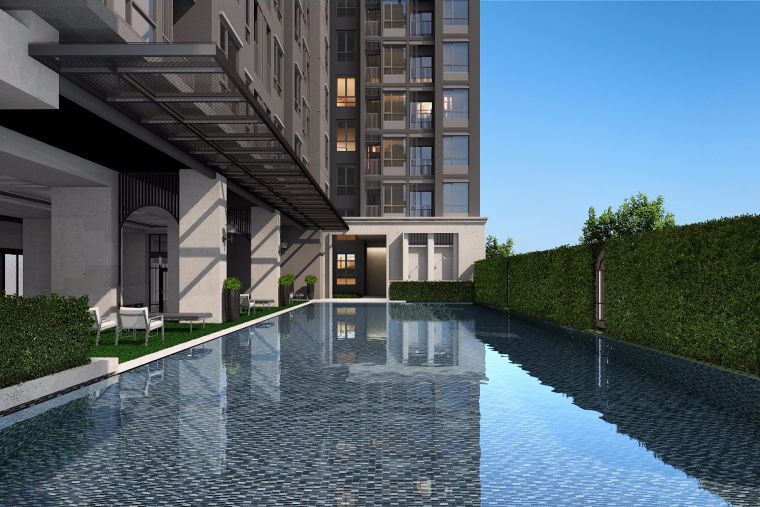 สระว่ายน้ำที่ออกแบบเพื่อให้สามารถว่ายน้ำได้ในระยะไกลที่สุดโดย Design บันไดลงสระให้หลบมุม เพื่อไม่ให้ขัดอรรถรส ที่ต่อเนื่องในการว่ายน้ำ