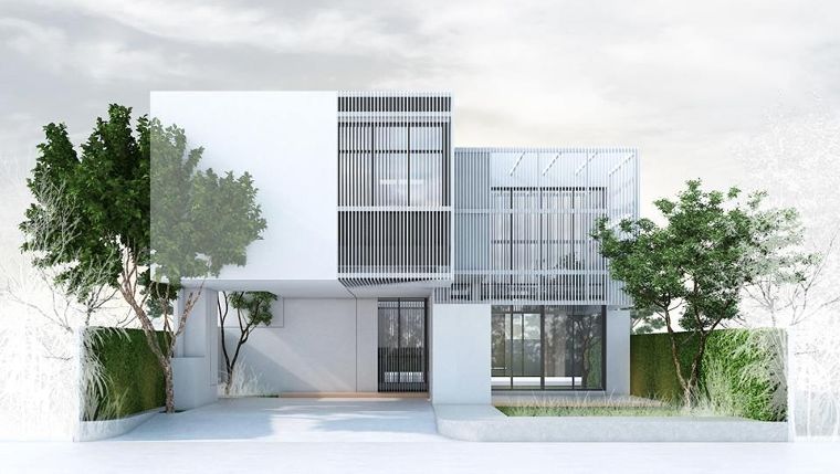 บ้านที่ไม่จำเป็นต้องมีผนังทึบเสมอไป เพียงคว้านตัวอาคารก็เกิดพื้นที่สำหรับใช้สอยได้